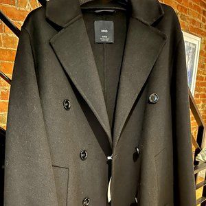 Mango handmade oversized wool coat, black, size S